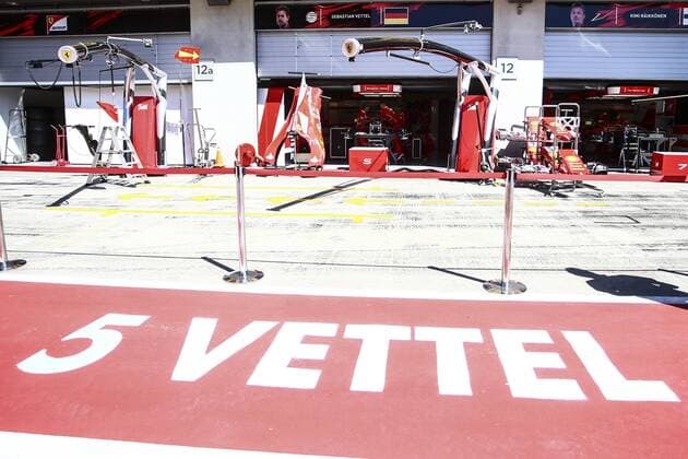 FORMULA 1 - GP of Austria 2017 SPIELBERG,AUSTRIA,06.JUL.17 - MOTORSPORTS, FORMULA 1 - Grand Prix of Austria, Red Bull Ring, preview. Image shows the box of Sebastian Vettel (GER Ferrari). GEPAxpictures xFelixxRoittner