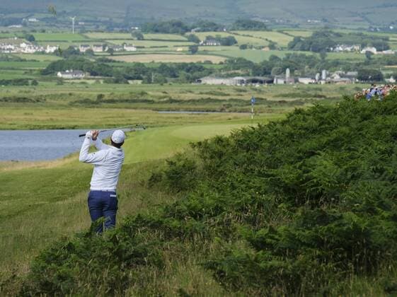 July 6th 2017, Portstewart Golf Club, Portstewart, Northern Ireland; Dubai Duty Free Irish Open Golf Championship; Day 1; Justin Rose (ENG) plays his second shot from the rough on the 11th xNigelxCookex  ActionPlus11898251