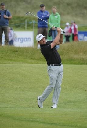 July 6th 2017, Portstewart Golf Club, Portstewart, Northern Ireland; Dubai Duty Free Irish Open Golf Championship; Day 1; Graeme McDowell (NIR) plays his second shot on the 16th xNigelxCookex  ActionPlus11898263