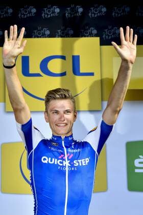 German Marcel Kittel of Quick-Step Floors celebrates on the podium after winning the sixth stage of the 104th edition of the Tour de France cycling race, 216 km from Vesoul to Troyes, France, Thursday 06 July 2017. This year s Tour de France takes place from July first to July 23rd. DIRKxWAEM  x05127500x