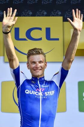 German Marcel Kittel of Quick-Step Floors celebrates on the podium after winning the sixth stage of the 104th edition of the Tour de France cycling race, 216 km from Vesoul to Troyes, France, Thursday 06 July 2017. This year s Tour de France takes place from July first to July 23rd. DIRKxWAEM  x05127501x