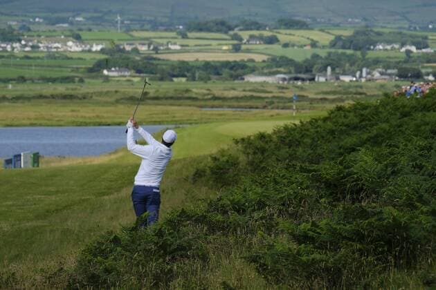 July 6th 2017, Portstewart Golf Club, Portstewart, Northern Ireland; Dubai Duty Free Irish Open Golf Championship; Day1; Justin Rose (ENG) plays his approach shot on the 11th xNigelxCookex  ActionPlus11898272
