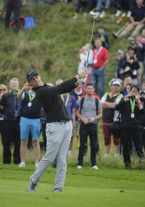 July 6th 2017, Portstewart Golf Club, Portstewart, Northern Ireland; Dubai Duty Free Irish Open Golf Championship; Day1; Rory Mcllroy (NIR) plays his second shot on the 1st hole xNigelxCookex  ActionPlus11898282