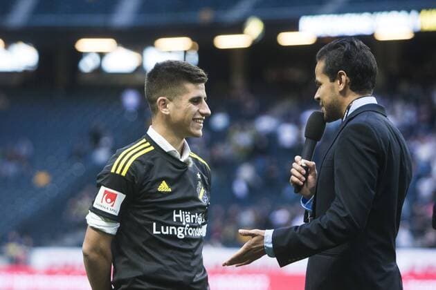 170706 AIK:s nyförvärv Nicolas Stefanelli under fotbollsmatchen i kvalet till Europa League mellan AIK och Klaksvik den 6 Juli 2017 i Solna.  Copyright: KentaxJönsson BB170706KJ028