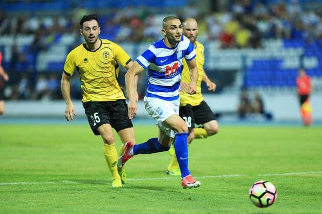 UEFA Europa League, First qualifying round, 2nd leg, NK Osijek - UE Santa Coloma 06.07.2017., stadium Gradski vrt, Osijek, Croatia - UEFA Europa League, First qualifying round, 2nd leg, NK Osijek - UE Santa Coloma. Eros Grezda, Christian Orosa. DavorxJavorovic PIXSELL