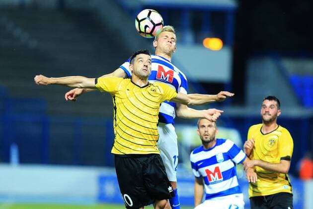 UEFA Europa League, First qualifying round, 2nd leg, NK Osijek - UE Santa Coloma 06.07.2017., stadium Gradski vrt, Osijek, Croatia - UEFA Europa League, First qualifying round, 2nd leg, NK Osijek - UE Santa Coloma. Petar Bockaj, Pedro Reis. DavorxJavorovic PIXSELL