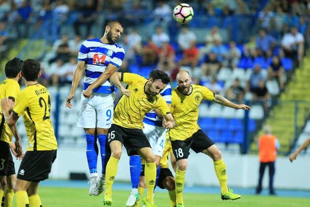UEFA Europa League, First qualifying round, 2nd leg, NK Osijek - UE Santa Coloma 06.07.2017., stadium Gradski vrt, Osijek, Croatia - UEFA Europa League, First qualifying round, 2nd leg, NK Osijek - UE Santa Coloma. Muzafer Ejupi, Christian Orosa. DavorxJavorovic PIXSELL