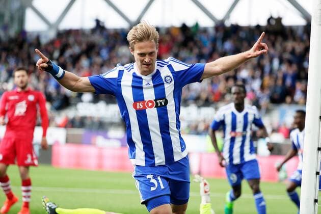 Akseli Pelvas of HJK Helsinki celebrates his 3-0 goal during Europa League round 1 qualifying match HJK vs Connah s Quay Nomads FC at Telia 5G Stadium in Helsinki Finland on 6th July 2017. Matti Raivio All Over Press  MR016945