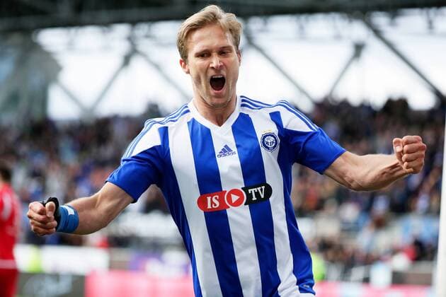 Akseli Pelvas of HJK Helsinki celebrates his 3-0 goal during Europa League round 1 qualifying match HJK vs Connah s Quay Nomads FC at Telia 5G Stadium in Helsinki Finland on 6th July 2017. Matti Raivio All Over Press  MR016946