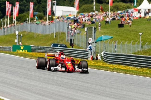 Sebastian Vettel (Scuderia Ferrari) mit seinem Auto auf der Strecke, Grosser Preis von Oesterreich 2017, Rennen, Motorsport, Formel 1, 07.07.2017, Spielberg Copyright: xNeis Eibner-Pressefotox EP_ANS