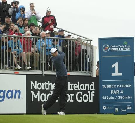 July 7th 2017, Portstewart Golf Club, Portstewart, Northern Ireland; Dubai Duty Free Irish Open Golf Championship, Day 2; Rory McIlroy (NIR) drives from the 1st tee box during the second round of the Dubai Duty Free Irish Open xNigelxCookex  ActionPlus11898564