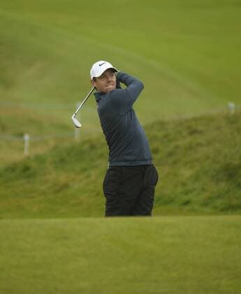 July 7th 2017, Portstewart Golf Club, Portstewart, Northern Ireland; Dubai Duty Free Irish Open Golf Championship, Day 2; Rory McIlroy (NIR) plays his second shot on the 13th during the second round of the Dubai Duty Free Irish Open xNigelxCookex  ActionPlus11898551