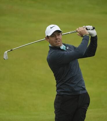 July 7th 2017, Portstewart Golf Club, Portstewart, Northern Ireland; Dubai Duty Free Irish Open Golf Championship, Day 2; Rory McIlroy (NIR) plays his second shot on the 14th during the second round of the Dubai Duty Free Irish Open xNigelxCookex  ActionPlus11898553