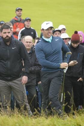 July 7th 2017, Portstewart Golf Club, Portstewart, Northern Ireland; Dubai Duty Free Irish Open Golf Championship, Day 2; Rory McIlroy (NIR) plays out of the rough on the 16th during the second round of the Dubai Duty Free Irish Open xNigelxCookex  ActionPlus11898557