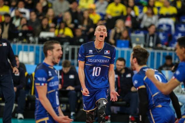 July 7, 2017 - Curitiba, Parano, Brasil - CURITIBA, BRAZIL JULY 7: Le Roux of the France team celebrates during a match semifinals between Canada and France as part of the FIVB Volleyball World League 2017 at the Arena da Baixada Stadium on July 7, 2017 in Curitiba, Brazil. .Foto: CAN v FRA - FIVB Volleyball World League 2017 - ZUMAb158 20170707_zap_b158_024 Copyright: xGeraldoxBubniakx