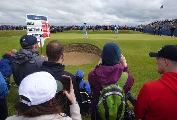 July 7th 2017, Portstewart Golf Club, Portstewart, Northern Ireland; Dubai Duty Free Irish Open Golf Championship, Day 2; Tommy Fleetwood (ENG) and Justin Rose (ENG) on the green during the second round of the Dubai Duty Free Irish Open xNigelxCookex  ActionPlus11898843