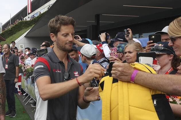 FORMULA 1 - GP of Austria 2017 SPIELBERG,AUSTRIA,08.JUL.17 - MOTORSPORTS, FORMULA 1 - Grand Prix of Austria, Red Bull Ring, Styrian Green Carpet. Image shows Romain Grosjean (FRA Haas). GEPAxpictures xFelixxRoittner