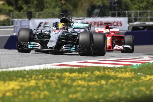 FORMULA 1 - GP of Austria 2017 SPIELBERG,AUSTRIA,08.JUL.17 - MOTORSPORTS, FORMULA 1 - Grand Prix of Austria, Red Bull Ring, free practice. Image shows Lewis Hamilton (GBR Mercedes) and Sebastian Vettel (GER Ferrari). GEPAxpictures xFelixxRoittner
