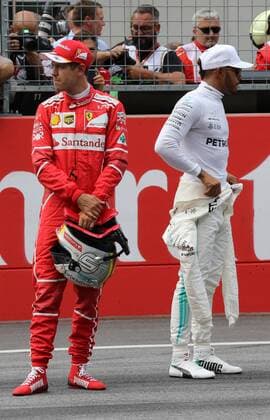 Sebastian Vettel, Scuderia Ferrari, Lewis Hamilton; Mercedes Grand Prix, formula 1 GP, Austria in Spielberg, 08.07.2017 Photo:mspb Thomas Melzer Sebastian Vettel, Lewis Hamilton; formula 1 GP, Austria