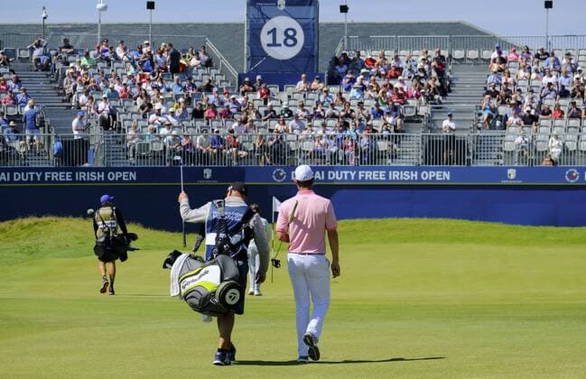 July 8th 2017, Portstewart Golf Club, Portstewart, Northern Ireland; Dubai Duty Free Irish Open Golf Championship, Day 3; Justin Rose (ENG) makes his way down the fairway towards the 18th hole during the third round of the Dubai Duty Free Irish Open; Rose sitting on -13 at end of 3rd round xNigelxCookex  ActionPlus11899000