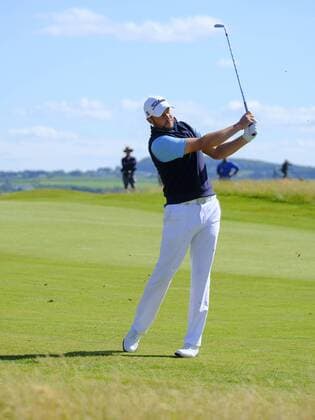 July 8th 2017, Portstewart Golf Club, Portstewart, Northern Ireland; Dubai Duty Free Irish Open Golf Championship, Day 3; Matthew Southgate (ENG) chips onto the 18th green during the third round of the Dubai Duty Free Irish Open xNigelxCookex  ActionPlus11899100