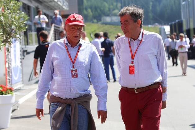 FORMULA 1 - GP of Austria 2017 SPIELBERG,AUSTRIA,09.JUL.17 - MOTORSPORTS, FORMULA 1 - Grand Prix of Austria, Red Bull Ring. Image shows chairman of the advisory board Niki Lauda (Mercedes left). GEPAxpictures xChristianxWalgram