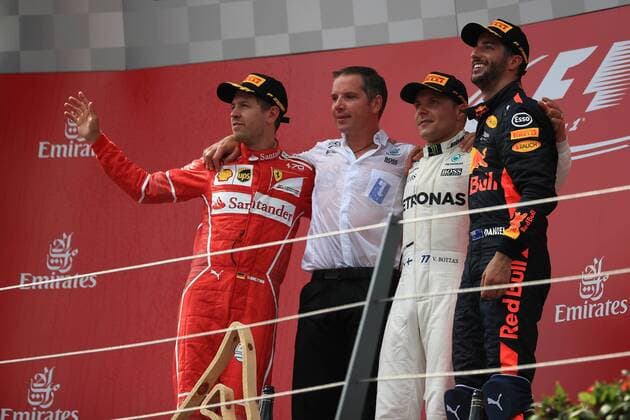 July 9th 2017, Red Bull Ring, Spielberg, Austria; Formula One Grand Prix, Race Day; Valtteri Bottas - Mercedes AMG Petronas F1 W08 EQ Energy+ wins in Austria followed by Sebastian Vettel - Scuderia Ferrari SF70H and Daniel Ricciardo - Red Bull Racing RB13 xOctanex  ActionPlus11899514