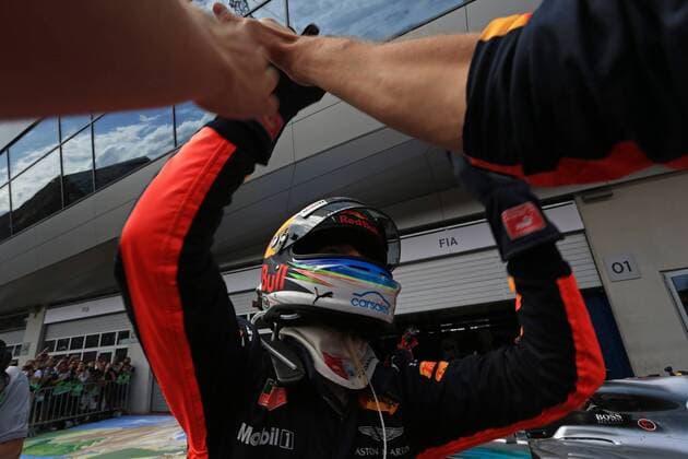 July 9th 2017, Red Bull Ring, Spielberg, Austria; Formula One Grand Prix, Race Day; Daniel Ricciardo - Red Bull Racing RB13 arrives in parc ferme in 3rd place xOctanex  ActionPlus11899521