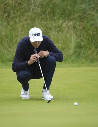 July 9th 2017, Portstewart Golf Club, Portstewart, Northern Ireland; Dubai Duty Free Irish Open Golf Championship, Day 4; Julien Quesne (FRA) lines up his putt on the 8th during the final round of the Dubai Duty Free Irish Open xNigelxCookex  ActionPlus11899661