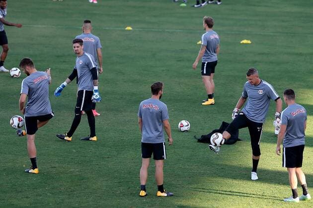 FC Red Bull Salzburg players train a day prior the UEFA Champions League second qualifying round, first leg soccer match between Hibernians FC and FC Red Bull Salzburg at the Hibernians Stadium, Paola on 11 July, 2017 Hibernians FC v FC Red Bull Salzburg HIBS_RBS_17