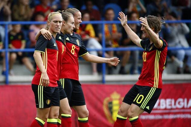 Wullaert Tessa of Belgium scores and celebrates during the Women s International Friendly Länderspiel Match between Belgian Red Flames and Russia on July 11, 2017 in Denderleeuw, Belgium, 13 06 2017 FOOTBALL FEMININ : Belgique vs Russie - Match amical - Denderleeuw - 11 07 2017 Photonews Panoramic 