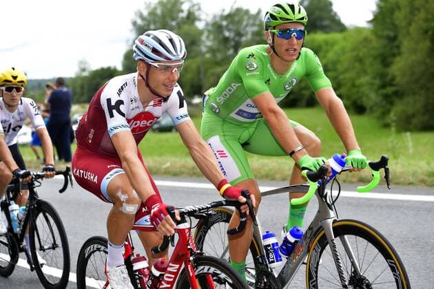 Bergerac, France - July 11 : KITTEL MARTIN Tony of Team Katusha - Alpecin, Marcel of Quick-Step Floors during stage 10 of the 104th edition of the 2017 Tour de France cycling race, a stage of 178 kms between Perigueux and Bergerac on July 11, 2017 in Bergerac, France, 11 07 2017 CYCLISME : Tour de France 2017 - Etape 10 - Perigueux Bergerac - 11 07 2017 Photonews Panoramic 