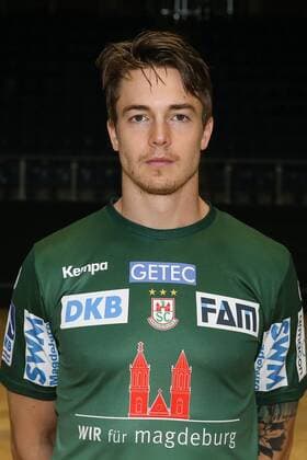 Michael Damgaard (SC Magdeburg) - Handball Bundesliga Saison 2017-2018 Offizeller Fototermin SC Magdeburg in der GETEC Arena in Magdeburg - Einzelbild,Portrait,Deutschland, Handball, Mann, Maenner,12.07.2017