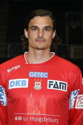 Torwart Jannick Green Krejberg (SC Magdeburg) - Handball Bundesliga Saison 2017-2018 Offizeller Fototermin SC Magdeburg in der GETEC Arena in Magdeburg - Einzelbild,Portrait,Deutschland, Handball, Mann, Maenner,12.07.2017
