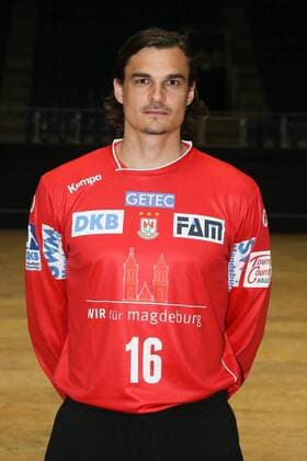 Torwart Jannick Green Krejberg (SC Magdeburg) - Handball Bundesliga Saison 2017-2018 Offizeller Fototermin SC Magdeburg in der GETEC Arena in Magdeburg - Einzelbild,Portrait,Deutschland, Handball, Mann, Maenner,12.07.2017