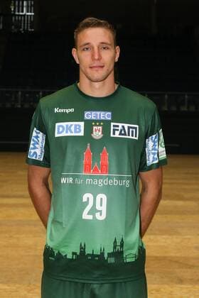Gleb Kalarash (SC Magdeburg) - Handball Bundesliga Saison 2017-2018 Offizeller Fototermin SC Magdeburg in der GETEC Arena in Magdeburg - Einzelbild,Portrait,Deutschland, Handball, Mann, Maenner,12.07.2017
