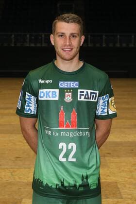 Lukas Mertens (SC Magdeburg) - Handball Bundesliga Saison 2017-2018 Offizeller Fototermin SC Magdeburg in der GETEC Arena in Magdeburg - Einzelbild,Portrait,Deutschland, Handball, Mann, Maenner,12.07.2017
