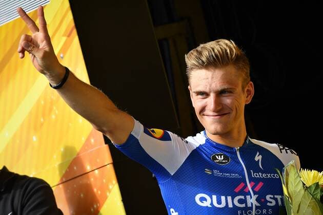 German Marcel Kittel of Quick-Step Floors celebrates on the podium after winning the 11th stage of the 104th edition of the Tour de France cycling race, 203,5km from Eymet to Pau, France, Wednesday 12 July 2017. This year s Tour de France takes place from July first to July 23rd. DAVIDxSTOCKMAN  x05130229x