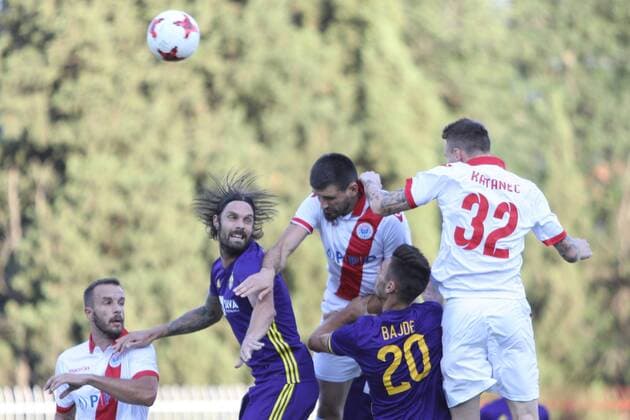 Mostar, 12 07 2017 - Stadion u Kranjèeviæevoj, NK Zrinjski - Mostar 12 7 2017 Second qualifying round , 1st leg. HSK Zrinjski (white) - NK Maribor (magenta)