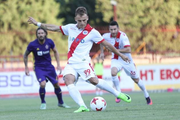 Mostar, 12 07 2017 - Stadion u Kranjèeviæevoj, NK Zrinjski - Mostar 12 7 2017 Second qualifying round , 1st leg. HSK Zrinjski (white) - NK Maribor (magenta)