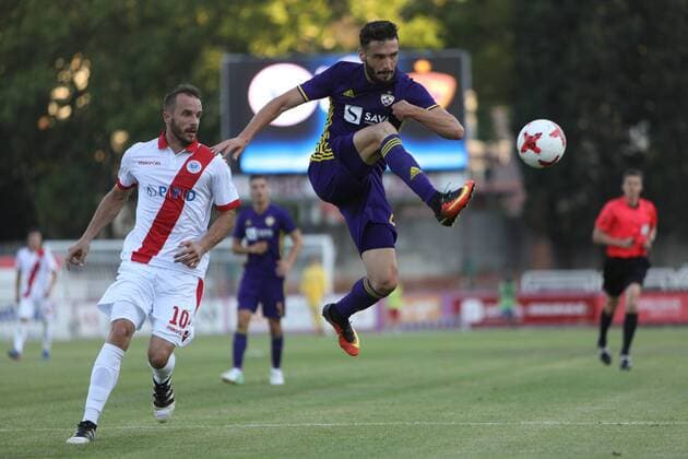 Mostar, 12 07 2017 - Stadion u Kranjèeviæevoj, NK Zrinjski - Mostar 12 7 2017 Second qualifying round , 1st leg. HSK Zrinjski (white) - NK Maribor (magenta)