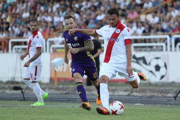 Mostar, 12 07 2017 - Stadion u Kranjèeviæevoj, NK Zrinjski - Mostar 12 7 2017 Second qualifying round , 1st leg. HSK Zrinjski (white) - NK Maribor (magenta)