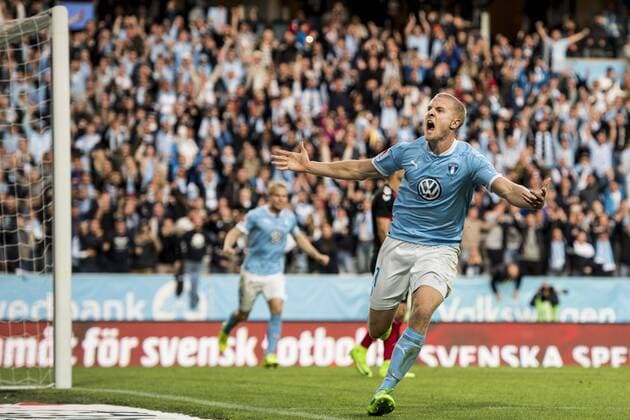 Fußball, CL Quali, Malmö FF - Vardar Skopje 170712 Malmö FFs Franz Brorsson jublar efter sitt 1-1 mal under fotbollsmatchen i kvalet till Champions League mellan Malmö FF och Vardar den 12 juli 2017 i Malmö.  Copyright: PETTERxARVIDSON BB170712PA117