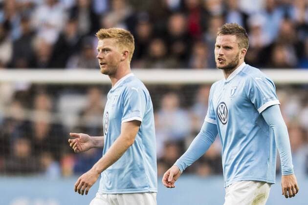Fußball, CL Quali, Malmö FF - Vardar Skopje 170712 Malmö FFs Anders Christiansen och Lasse Nielsen under fotbollsmatchen i kvalet till Champions League mellan Malmö FF och Vardar den 12 juli 2017 i Malmö.  Copyright: PETTERxARVIDSON BB170712PA226