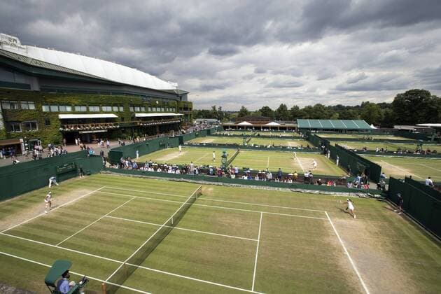 July 13th 2017, All England Lawn Tennis and Croquet Club, London, England; The Wimbledon Tennis Championships, Day 10; General view of the outdoor courts at Wimbledon during The Wimbledon Championship xRolandxHarrisonx  ActionPlus11900806