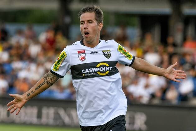 SOCCER - UEFA EL quali, Altach vs Brest ALTACH,AUSTRIA,13.JUL.17 - SOCCER - UEFA Europa League qualification, SCR Altach vs FK Dinamo Brest. Image shows the rejoicing of Stefan Nutz (Altach). GEPAxpictures xOliverxLerch