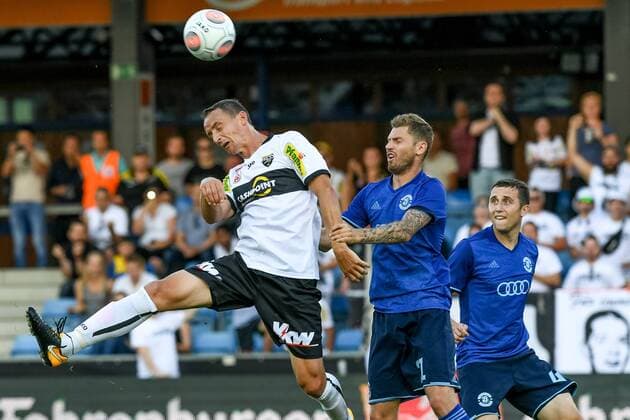 SOCCER - UEFA EL quali, Altach vs Brest ALTACH,AUSTRIA,13.JUL.17 - SOCCER - UEFA Europa League qualification, SCR Altach vs FK Dinamo Brest. Image shows Johannes Aigner (Altach), Oleg Veretilo and Aleksei Legchilin (Brest). GEPAxpictures xOliverxLerch