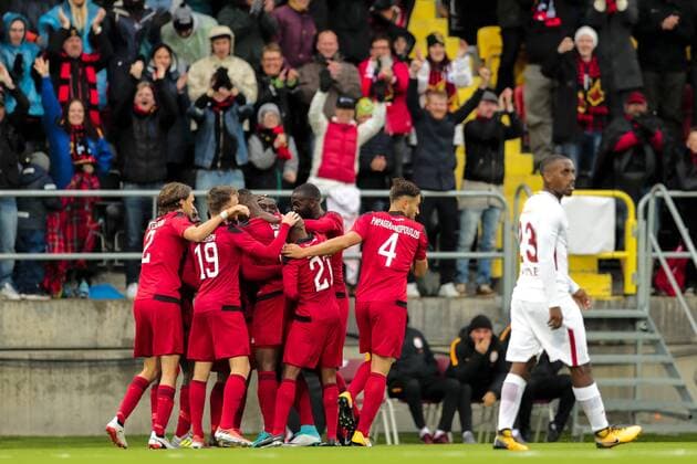 170713 Östersunds Saman Ghoddos jublar efter 1-0 under fotbollsmatchen i kvalet till Europa League mellan Östersund och Galatasaray den 13 juli 2017 i Östersund.  Copyright: TOBIASxNYKÄNEN BB170713TN020