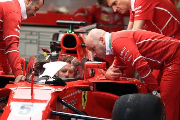 July 13th 2017, Silverstone, Northants, England; British F1 Grand Prix; Sebastian Vettel - Scuderia Ferrari shield cockpit protection device xOctanex  ActionPlus11900965