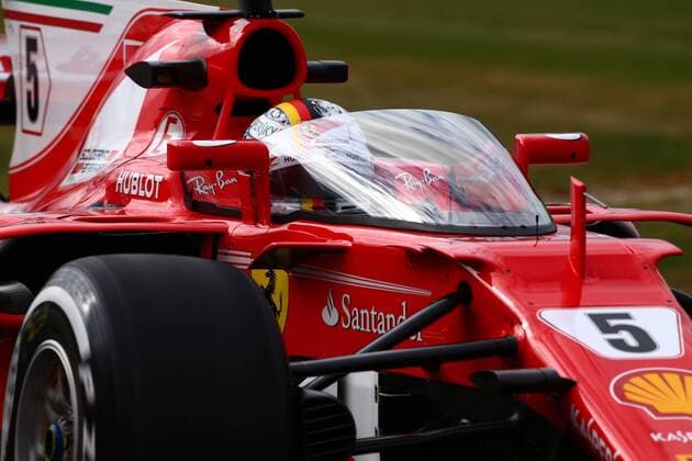 British Grand Prix, Silverstone 13 - 16 July 2017 14.07.2017 - Free Practice 1, Sebastian Vettel (GER) Scuderia Ferrari SF70H with shield cockpit cover 